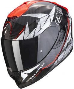 Integral Motorradhelm Scorpion EXO-1400 CARBON AIR ARANEA Schwarz Rot Fluo