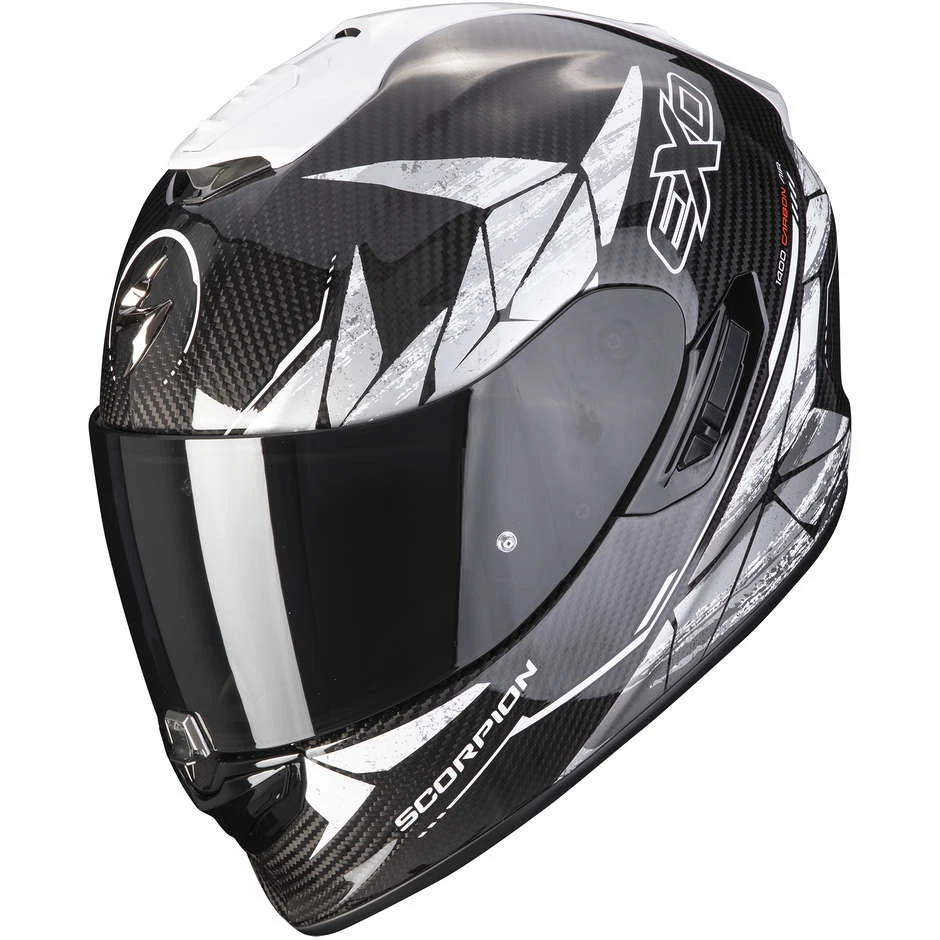 Integral Motorradhelm Scorpion EXO-1400 CARBON AIR ARANEA Schwarz Weiß 1 Integral Motorradhelm Scorpion EXO-1400 CARBON AIR ARANEA Schwarz Weiß