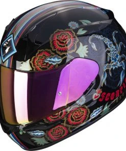 Integral Motorradhelm Scorpion EXO-390 CHICA II Schwarz Blau Rot