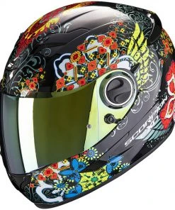 Integral Motorradhelm Scorpion EXO 490 DIVINA Schwarz Rot Blau Chamäleon