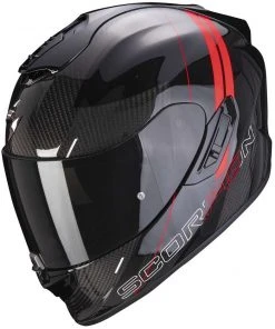 Integrierter Motorradhelm Aus Scorpion Carbon EXO-1400 CARBON AIR DRIK Schwarz Rot