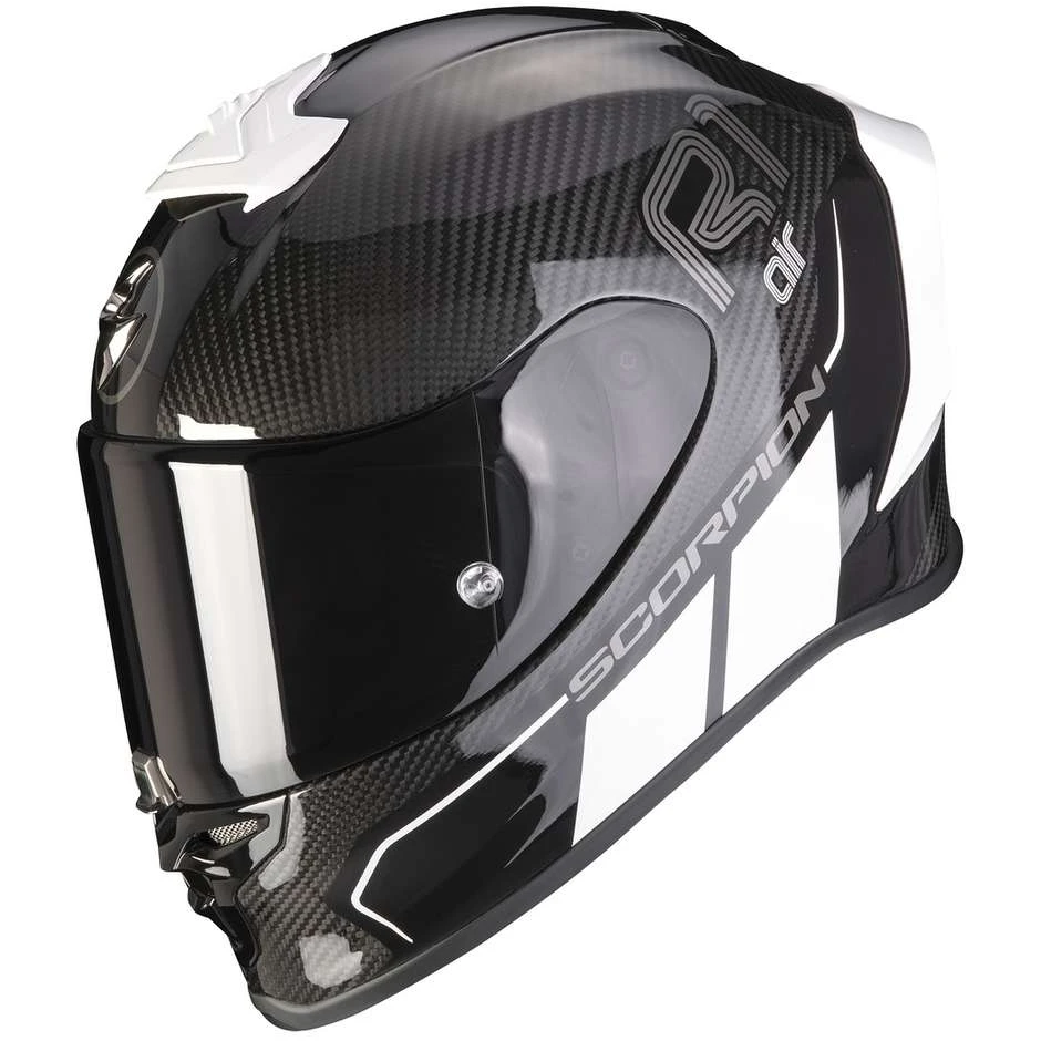 Integrierter Motorradhelm Aus Scorpion Carbon EXO-R1 CARBON CORPUS II Schwarz Weiß 1 Integrierter Motorradhelm Aus Scorpion Carbon EXO-R1 CARBON CORPUS II Schwarz Weiß