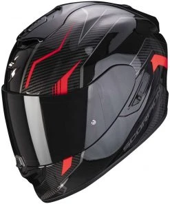Scorpion Integrierter Motorradhelm Aus Skorpionfaser EXO-1400 AIR FORTUNA Schwarz Rot