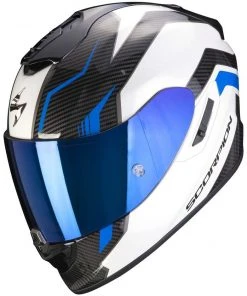 Scorpion Integrierter Motorradhelm Aus Skorpionfaser EXO-1400 AIR FORTUNA Weiß Blau
