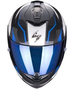 Scorpion Integrierter Motorradhelm Aus Skorpionfaser EXO-1400 AIR FORTUNA Weiß Blau -Outlet SCORPION Store integrierter motorradhelm aus skorpionfaser exo 1400 air fortuna weiss blau 116134