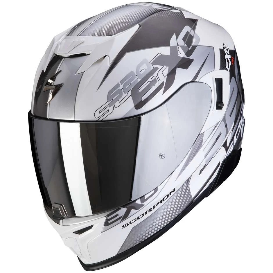 Integrierter Motorradhelm Scorpion EXO-520 AIR COVER Weiß Silber 1 Integrierter Motorradhelm Scorpion EXO-520 AIR COVER Weiß Silber