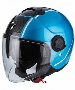 Jet Moto Helm Scorpion Exo-City Avenue Blue Sky Schwarz