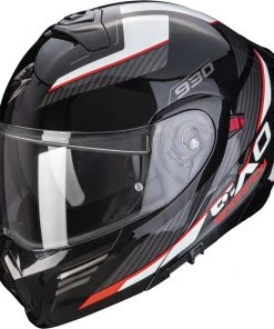 Modularer Motorradhelm P / J Scorpion EXO-930 NAVIG Schwarz Metall Rot