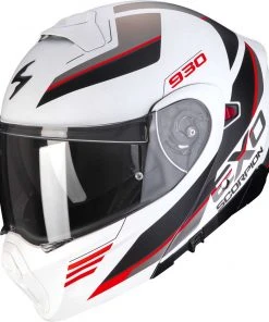 Modularer Motorradhelm P / J Scorpion EXO-930 NAVIG Weiß Schwarz Rot
