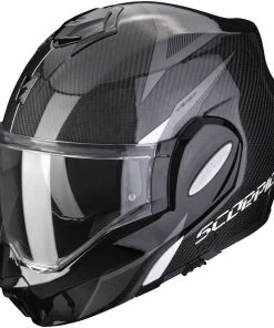 Modularer Motorradhelm Scorpion EXO-TECH CARBON TOP Schwarz Weiß