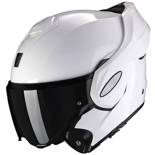 Modularer Motorradhelm Scorpion EXO TECH SOLID Glossy White 1 Modularer Motorradhelm Scorpion EXO TECH SOLID Glossy White
