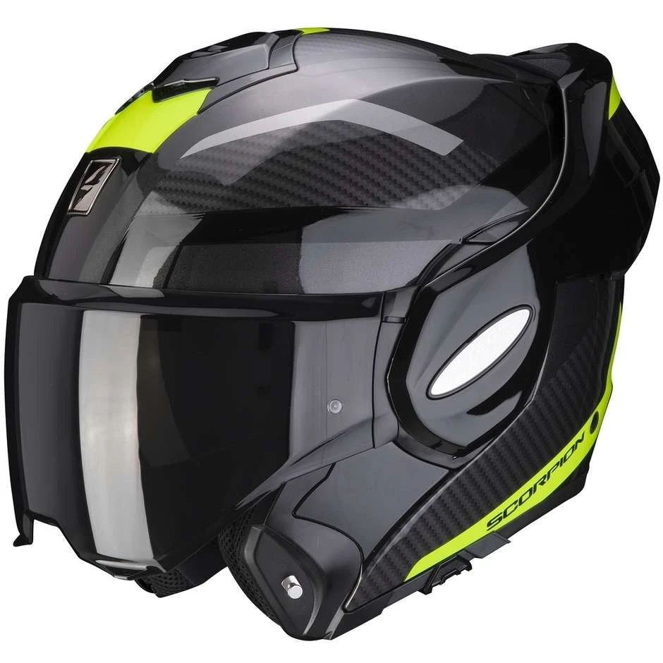 Modularer Motorradhelm Scorpion EXO-TECH TRAP Schwarz Gelb Fluo 1 Modularer Motorradhelm Scorpion EXO-TECH TRAP Schwarz Gelb Fluo