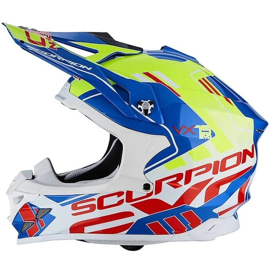 Moto Cross Enduro Helm Scorpion VX-15 Air EVO Argo Blau Gelb Neon 2 Moto Cross Enduro Helm Scorpion VX-15 Air EVO Argo Blau Gelb Neon – Bild 2