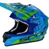 Moto Cross Enduro Helm Scorpion VX-15 Air Kistune EVO Blau Grün