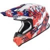 Moto Cross Enduro Scorpion VX-16 Lufthelm ORATIO Weiß Blau Rot