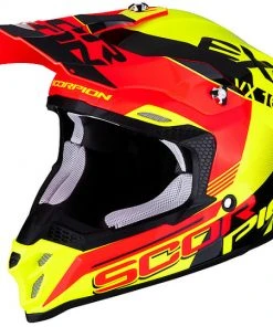 Motocross Helm Cross Enduro Scorpion VX-16 ARHUS Gelb Rot Fluo