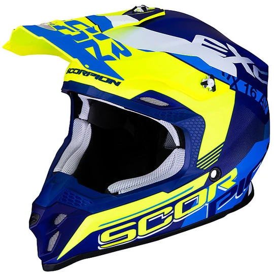 Motocrosshelm Enduro Scorpion VX-16 ARHUS Blau Matt Gelb Fluo 1 Motocrosshelm Enduro Scorpion VX-16 ARHUS Blau Matt Gelb Fluo