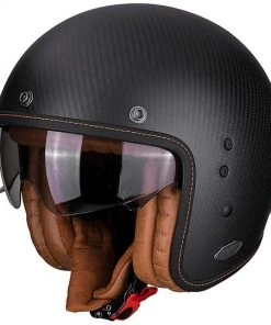 Motorradhelm Jet Custom Carbon Scorpion BELFAST Carbon Matt Schwarz