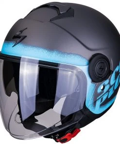 Motorradhelm Jet Doppel Visier Scorpion EXO-CITY BLURR Silber Matt Blau