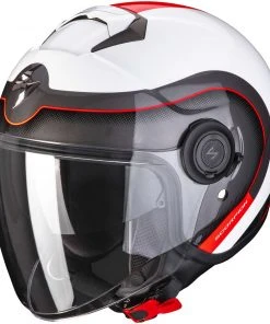Motorradhelm Jet Scorpion EXO-CITY ROLL White Pearl Red