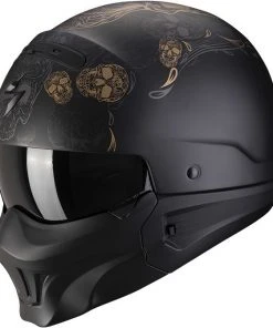Motorradhelm Jet Scorpion EXO-COMBAT EVO Kalavera Matt Schwarz Gold