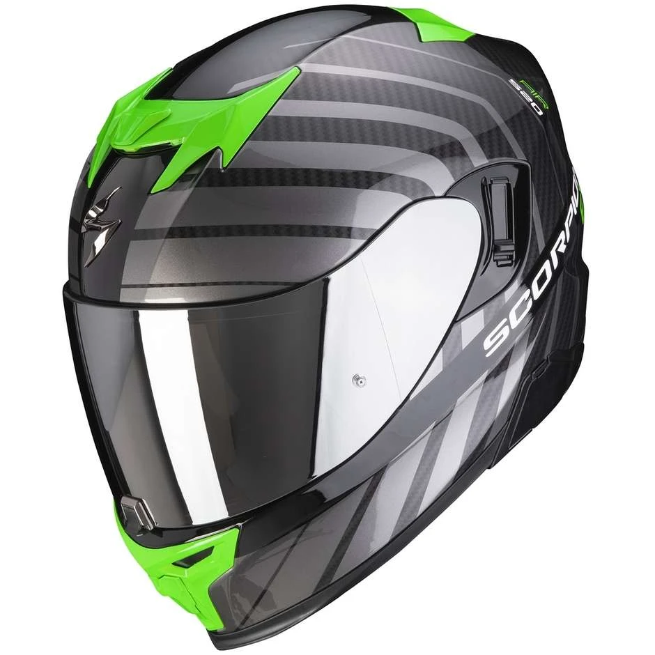 Scorpion EXO-520 AIR SHADE Integrierter Motorradhelm Schwarz Grün 1 Scorpion EXO-520 AIR SHADE Integrierter Motorradhelm Schwarz Grün