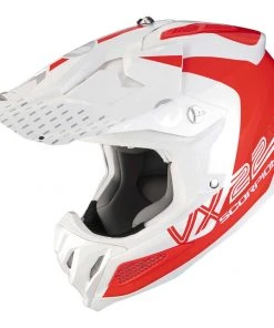 Scorpion VX-22 AIR ARES Motorradhelm Weiß Rot Fluo